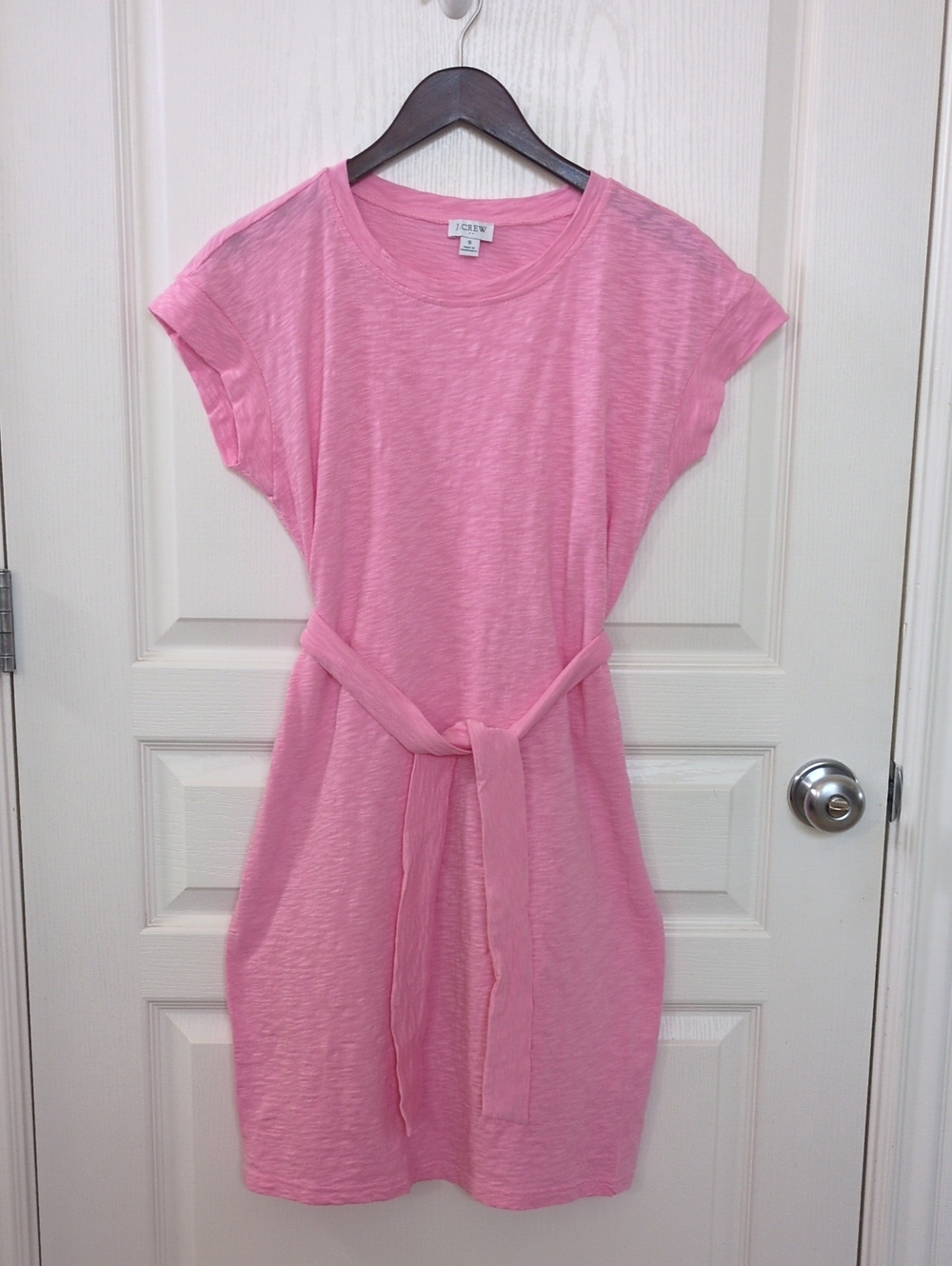 J. Crew Pink Tie-Belt T-shirt Dress